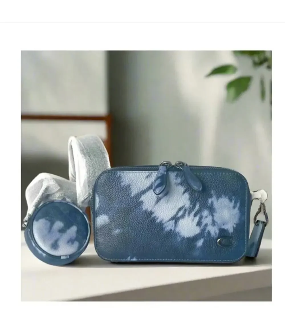Coach Charter Slim Crossbody CU208 Blue Tie Dye Leather Sling Bag